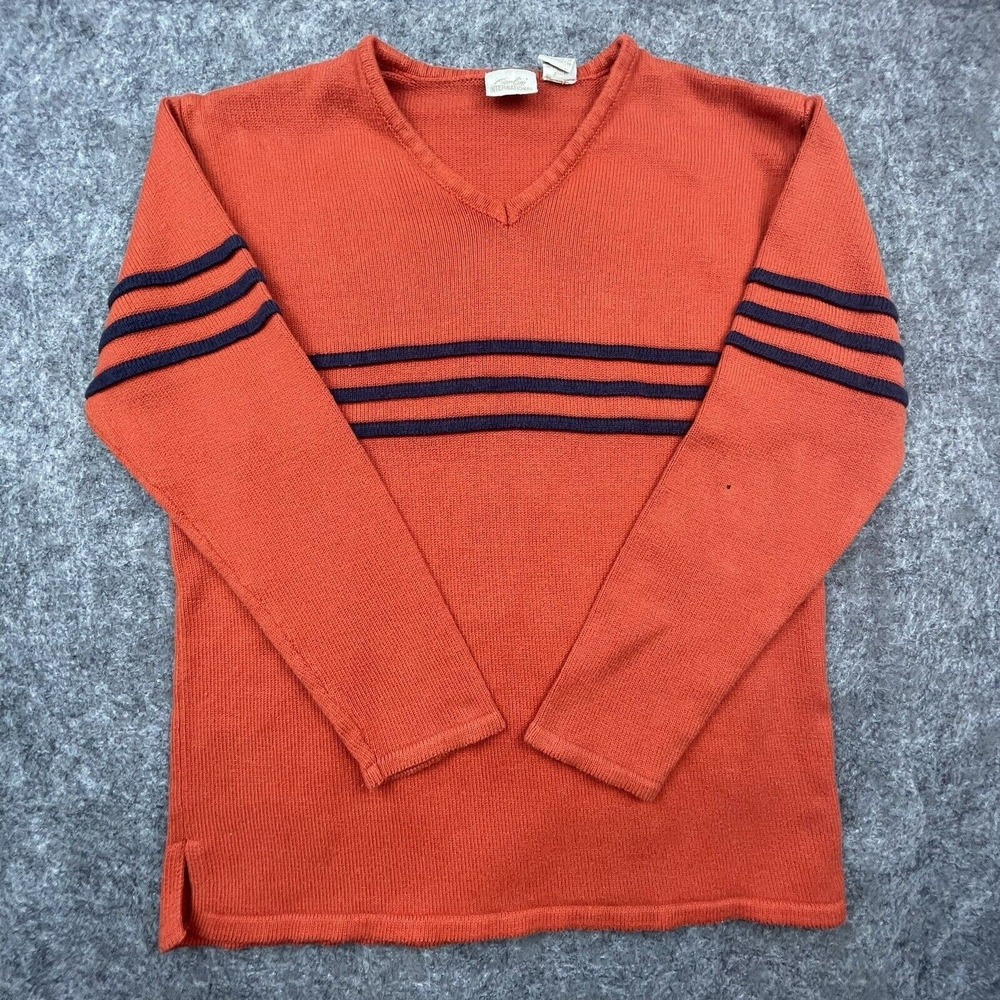 Vintage Fiorlini International Sweater Medium Orange Stripes Preppy Minimalist
